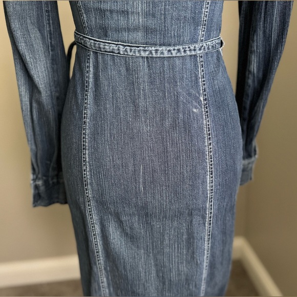Vintage Miss Sixty Blue Jean Wrap Midi Dress - Small - Picture 10 of 11